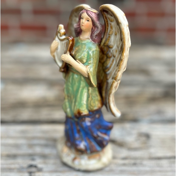 Greenbrier International Porcelain Angel with Harp - Picture 3 of 7